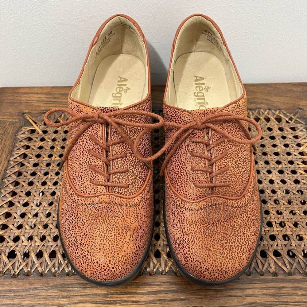 Size EU 40/US 10 Alegria Patterned Laced Oxford Indie Hipster Cognac Etta Shoe